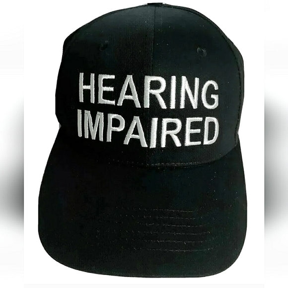 NEW! Hearing Impaired Baseball Cap. Adjustable Slider. Strapback. Black. Unisex - Picture 2 of 7